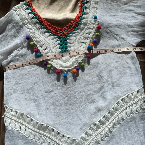 Beach by Exist Pom Pom and Crochet Swimsuit Coverup Size S/M - Picture 6 of 11